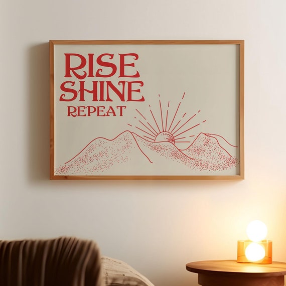 Vintage Bedroom Poster Trendy Horizontal Print Retro Bedroom Wall Art Positive Quote Print Minimalist Bedroom Poster Wall Art Red
