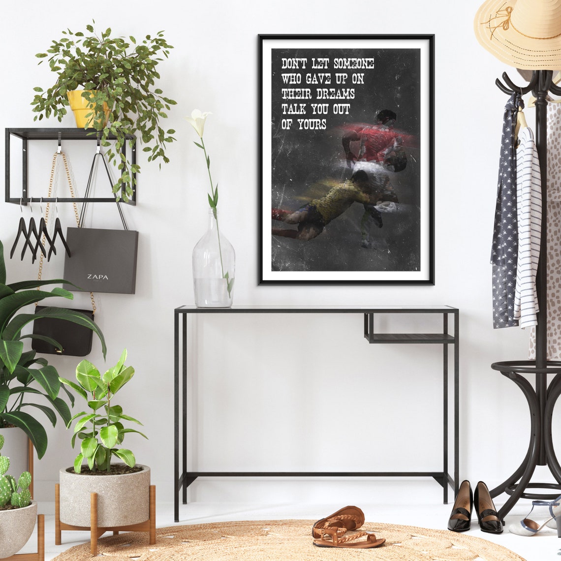 Rugby Chase Your Dreams Motivational Poster Tackle Action Photo Art - Image 2