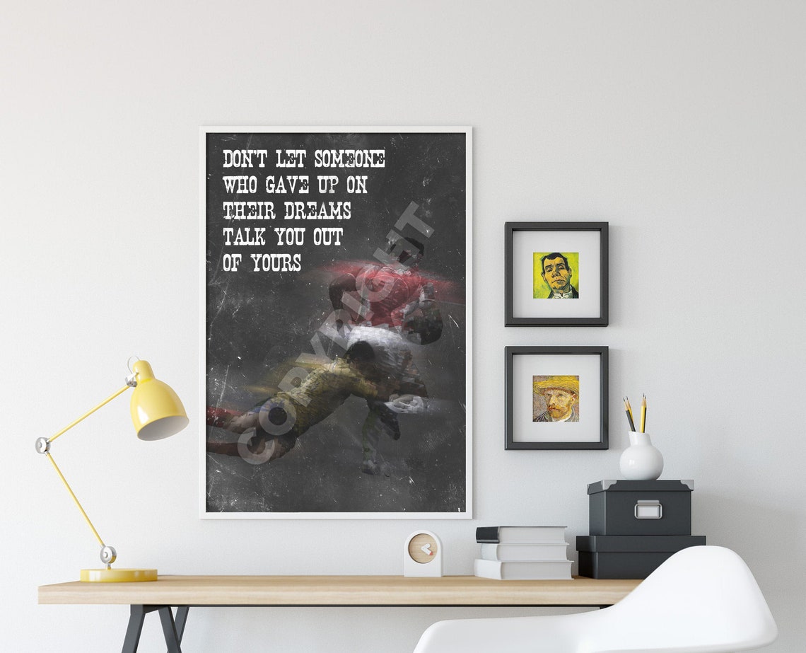 Rugby Chase Your Dreams Motivational Poster Tackle Action Photo Art - Image 4