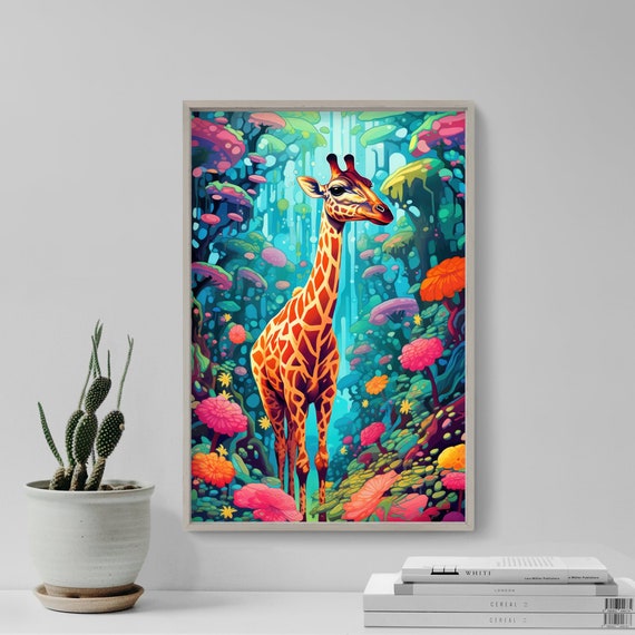 Hallucinogenic Giraffe Art Print Poster Painting Museum Quality Giclee Home Wall Dcor