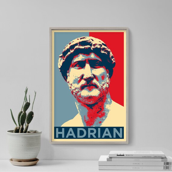Hadrian Roman Emperor Bust Pop Art Bold Color Graphic Style Poster
