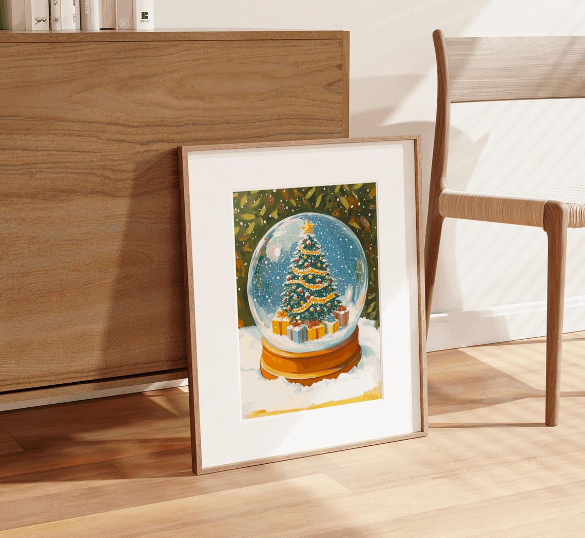 Christmas Tree Snow Globe Gifts Magical Winter Painting Poster - Image 2