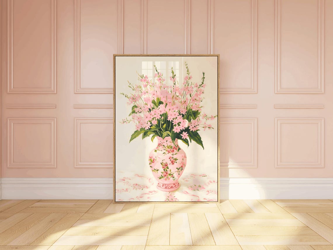 Bunny In Pink Dress Holding Daisies Cute Nursery Rabbit Poster - Image 3