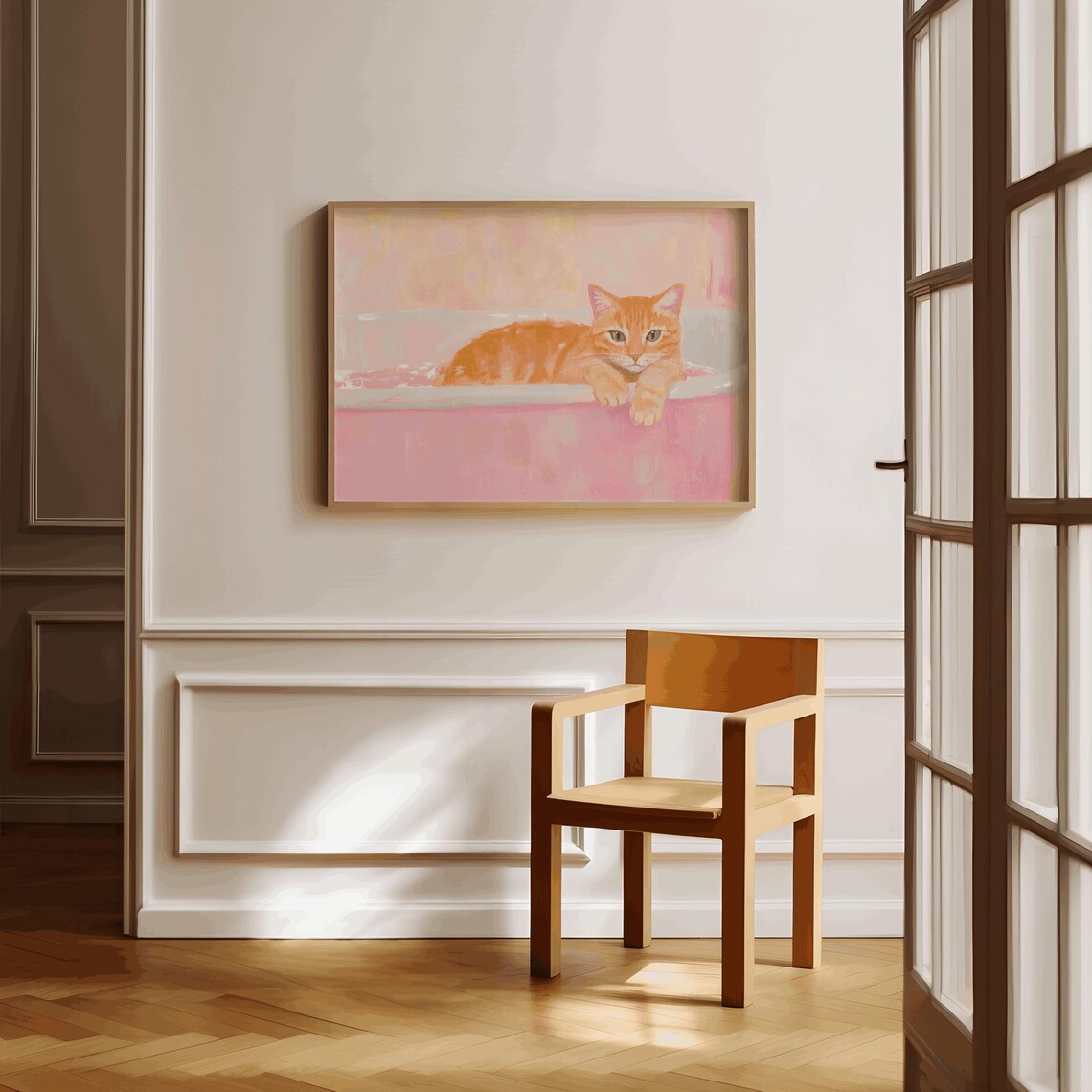 Orange Ginger Cat Bathroom Bathtub Art Print - Image 2