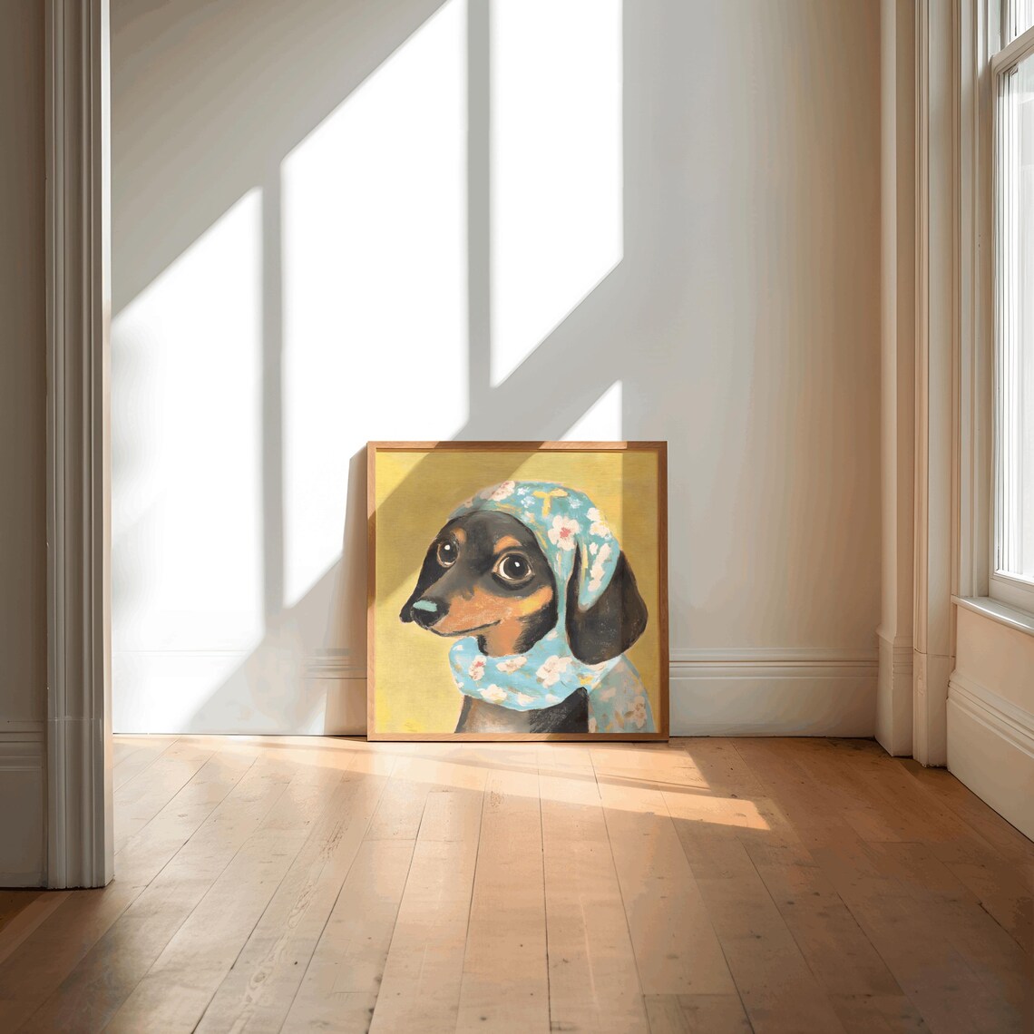 Dachshund Babushka Dog Art Print, Gift for Dog Lovers