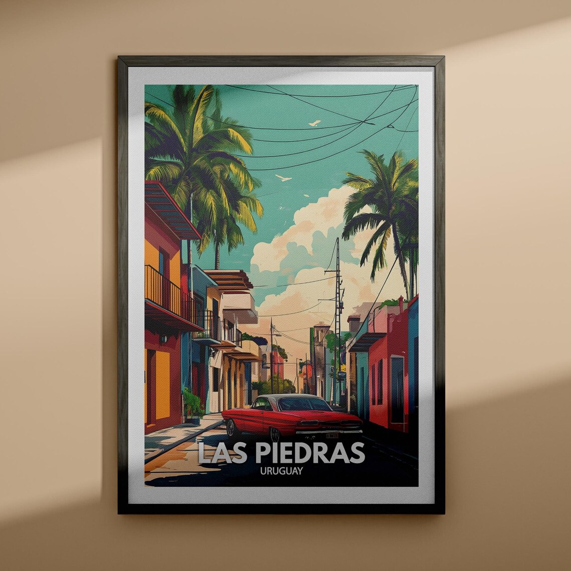 Las Piedras Uruguay Retro Street Classic Car Travel Art Poster