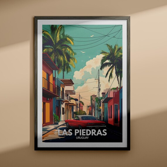 Las Piedras Uruguay Retro Street Classic Car Travel Art Poster