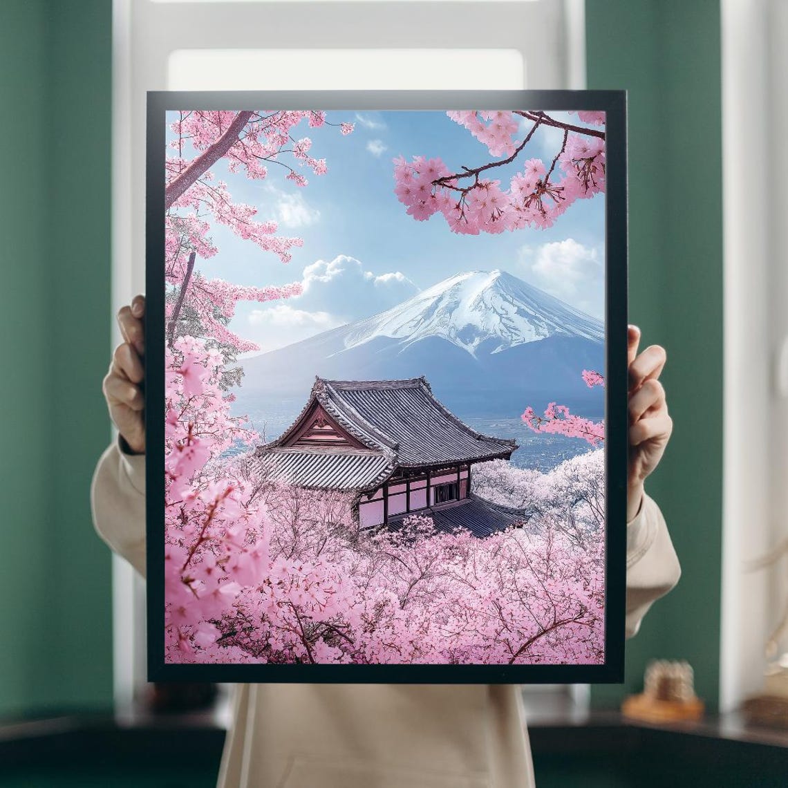 Japanese Art Mount Fuji Poster Traditional Japanese Building Art Flower Wall Art Travel Poster Bedroom Art Hallway Art Gift - Image 5