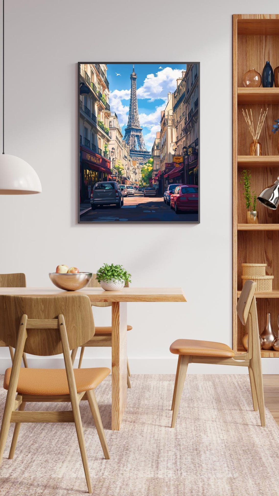 Paris City Scape Poster Eiffel Tower Poster France Wall Art Travel Print Street Art Paris Travel Wall Art Anime Inspired Art - Image 2