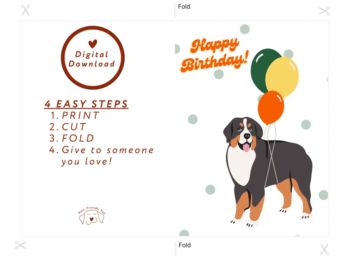 Bernese Mountain Dog Birthday Card, Dog Birthday Card - Image 2
