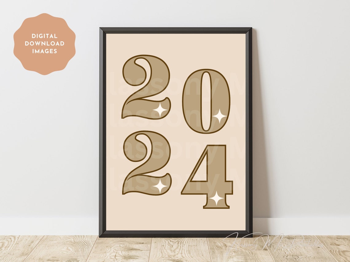 2024 Gold Sparkle Retro Number New Year Holiday Party Poster - Image 4