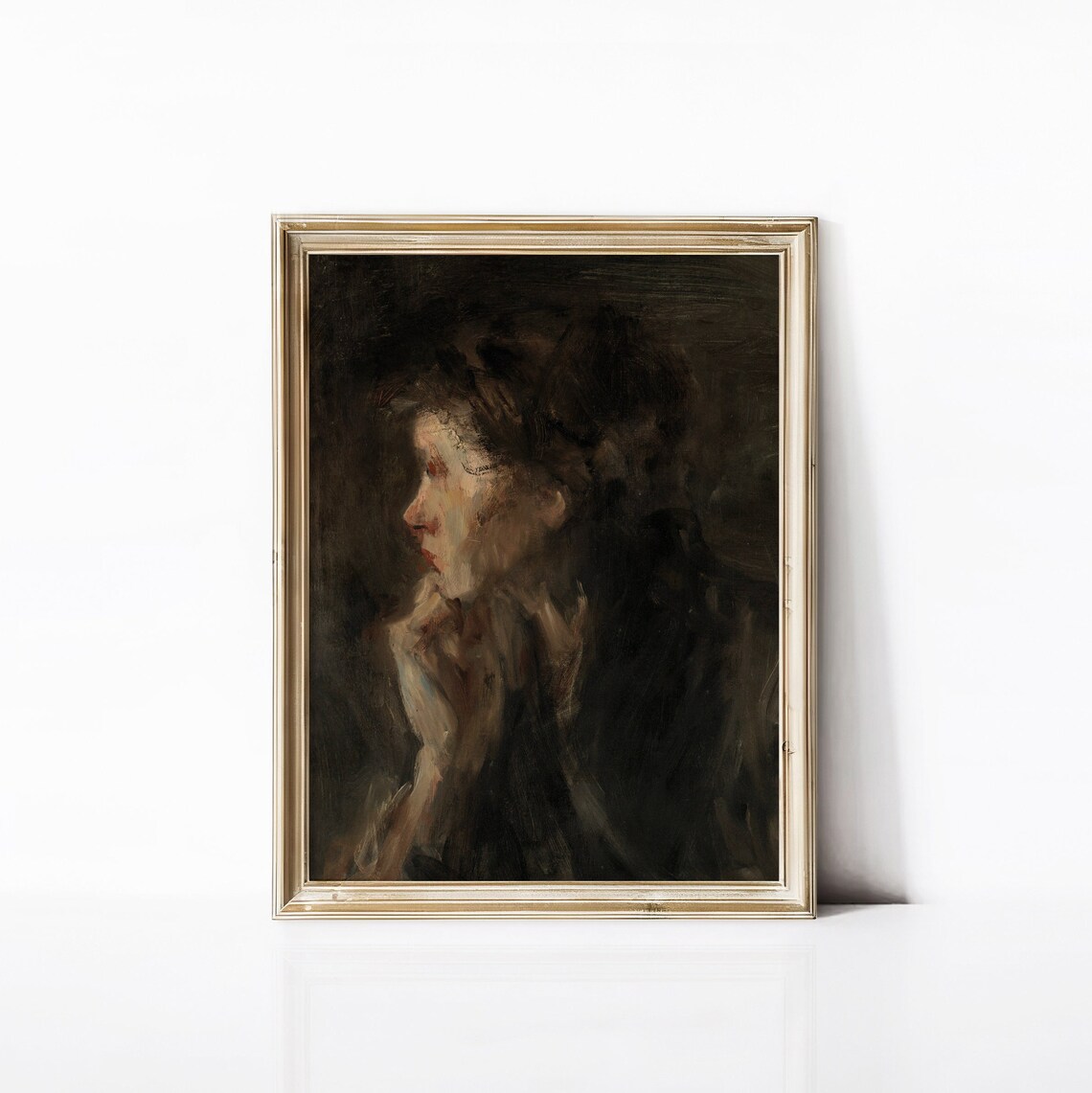 Vintage Portrait Oil Painting, Moody Woman Portrait