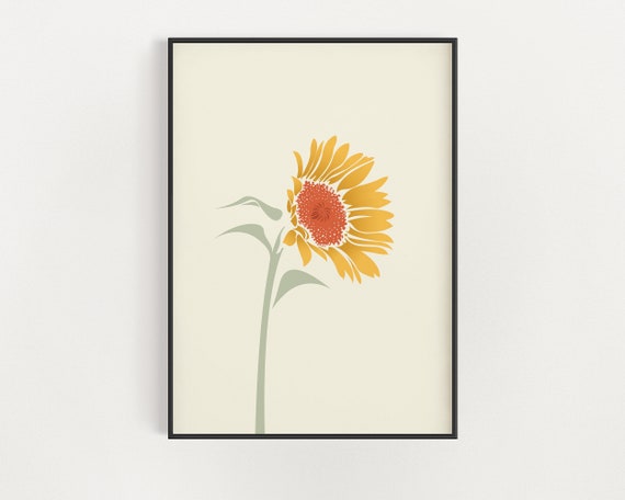 Boho Sunflower Wildflowers Botanical Poster Print