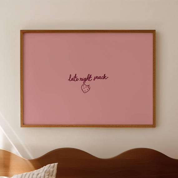 Late Night Snack Quote Poster, Coquette Typography