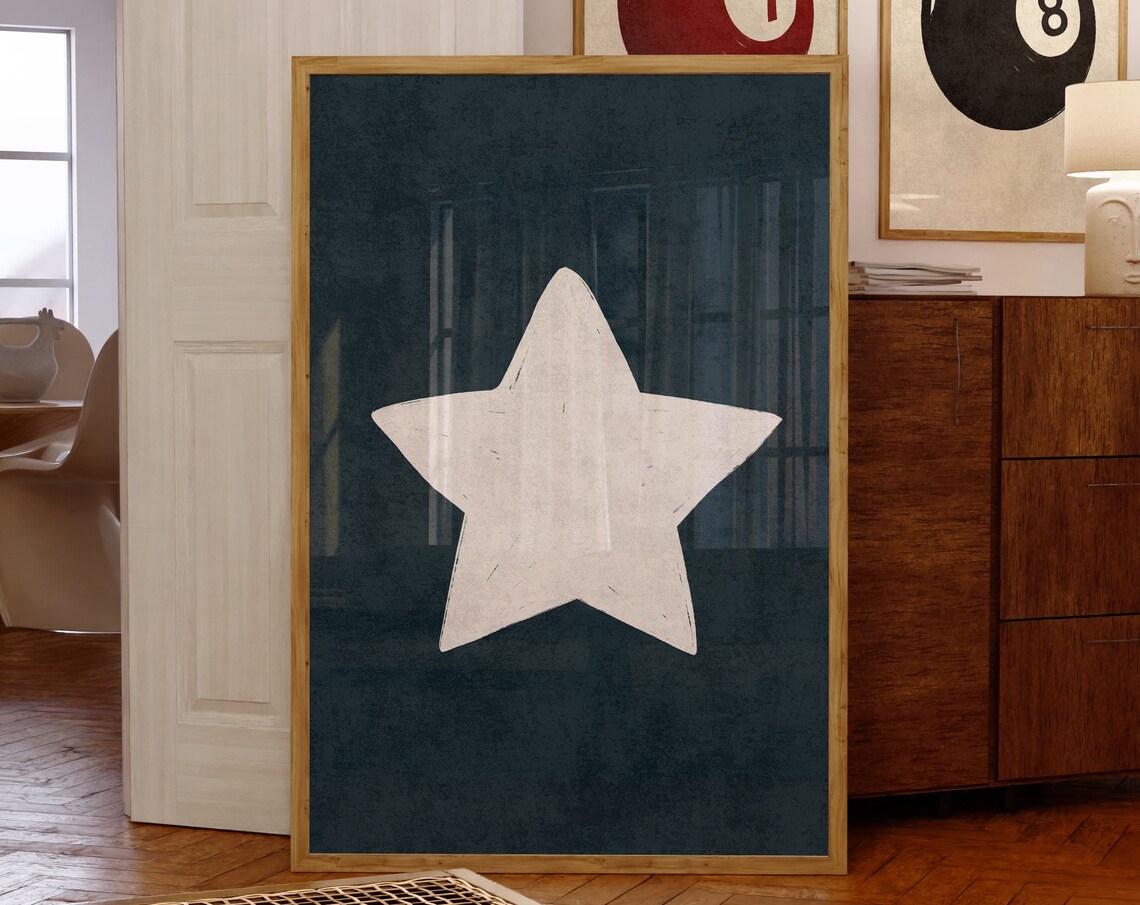 Retro Hand Drawn Star Art Print, Treny Aesthetic Decor - Image 4
