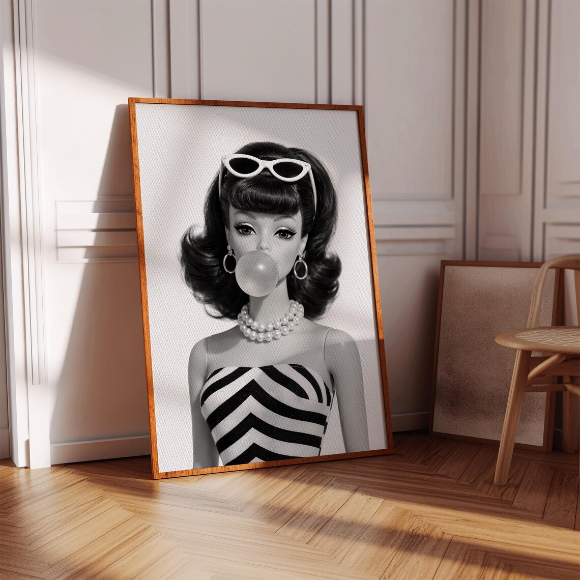 Retro Doll Black And White Fashion Girl Art Print