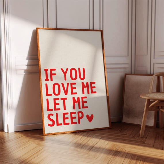 If You Love Me Let Sleep Print Red Bedroom Wall Art Digital Download
