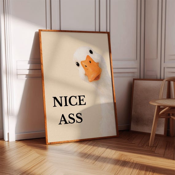 Nice Ass Wall Art Funny Duck Print Bathroom Home Decor Instant Download