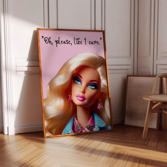 Blonde Doll Poster Girly Pink Wall Art Digital Download