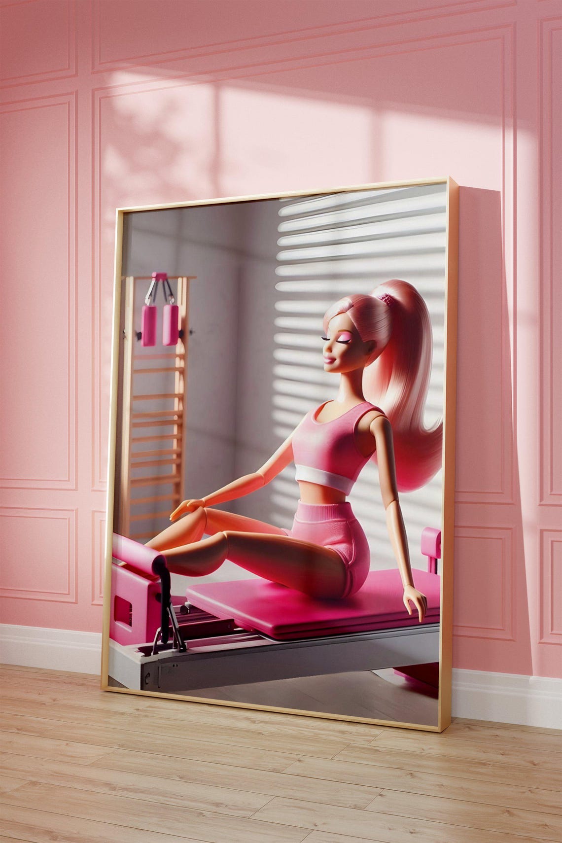 Retro Doll Pilates Art Print Sporty Home Decor Digital Download