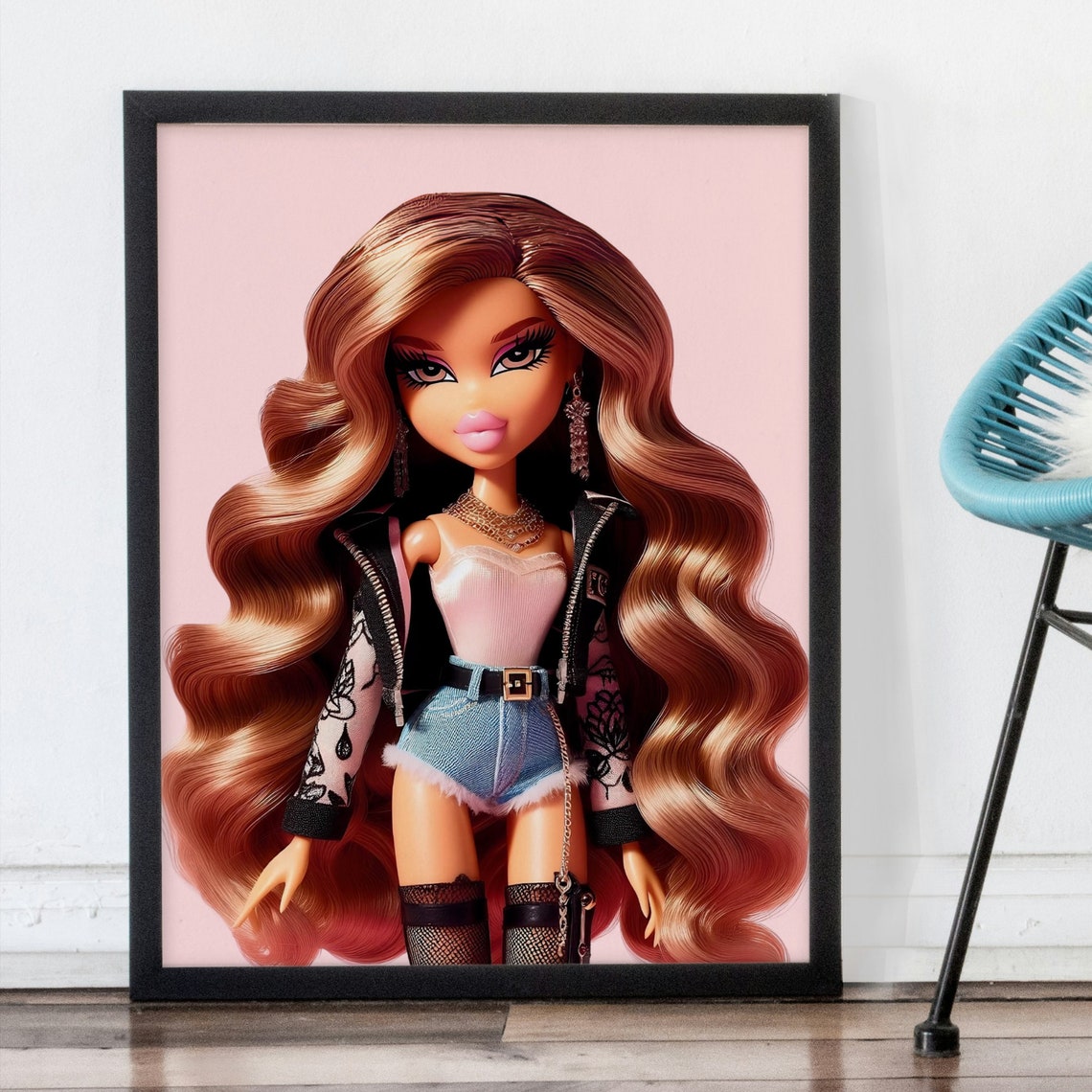 Bratz Doll Pink Y2K Fashion Denim Shorts Glam Portrait Poster