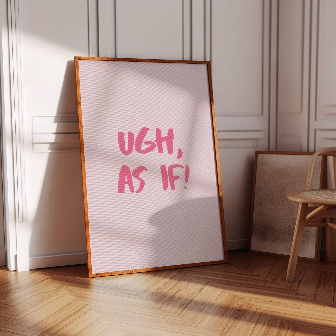 Ugh As If Funny Pink Retro 90s Quote Trendy Room Decor Poster