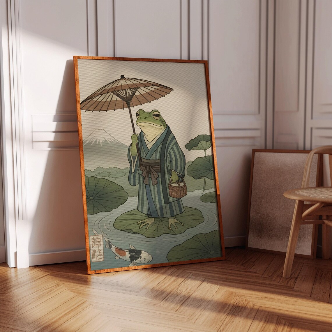 Japanese Frog Art Print, Zen Garden Poster