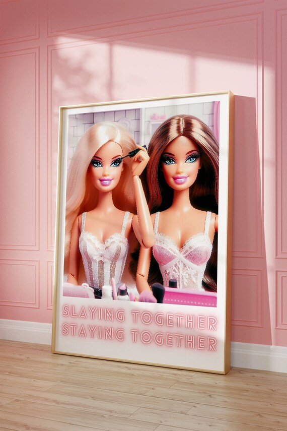 Slaying Together Staying Together Pink Doll Poster Girly Besties