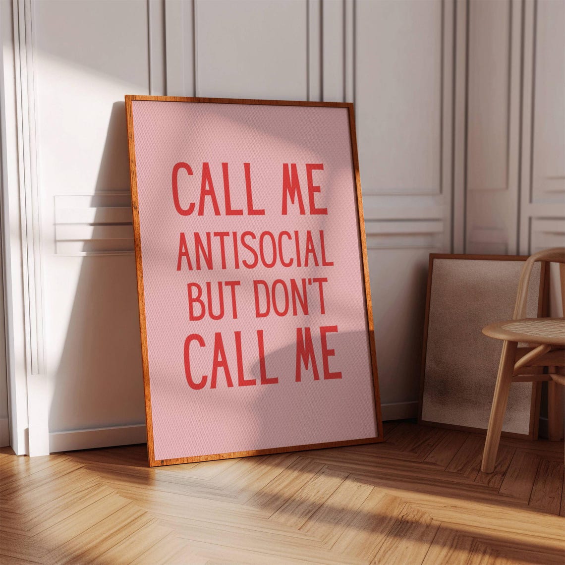 Call Me Antisocial But Don't Call Me Pink Funny Quote Wall Print