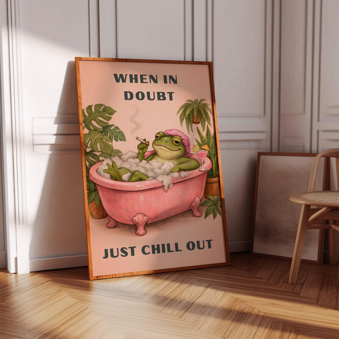 Frog In The Bathtub Funny Bathroom Typography Poster