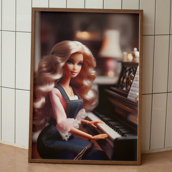 Girly Piano Poster Fashion Doll Pink Wall Art Digital Download