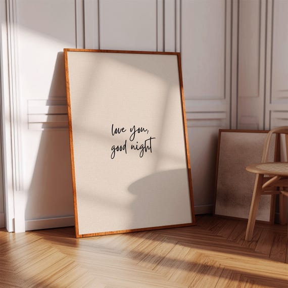 Love You Good Night Print Bedroom Wall Art Minimalist Quote Poster Digital Download