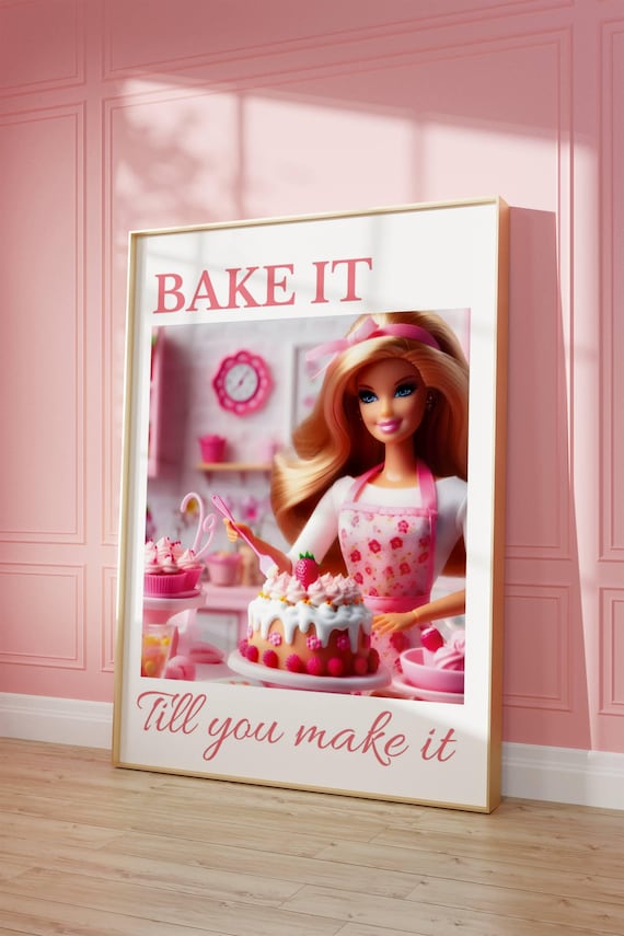 Whimsical Baking Poster, Barbie Kitchen Art