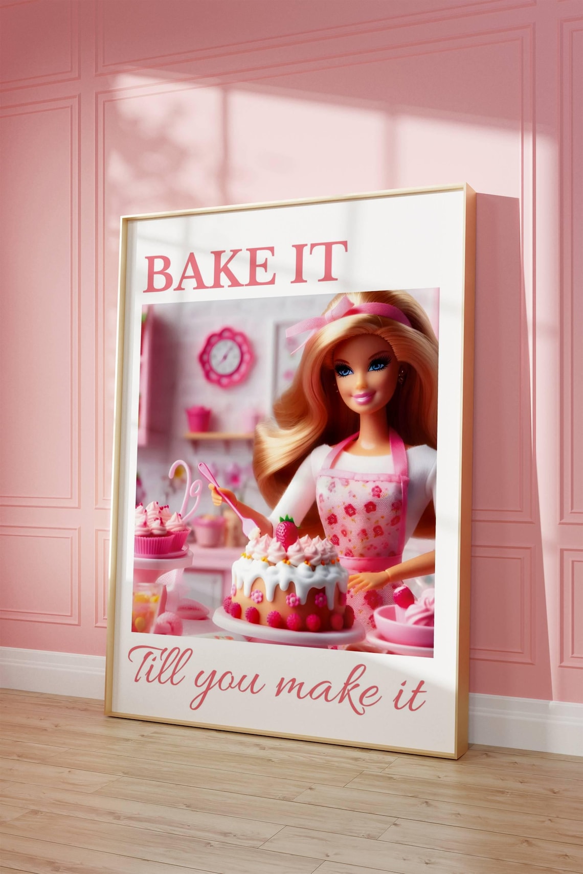 Whimsical Baking Poster, Barbie Kitchen Art
