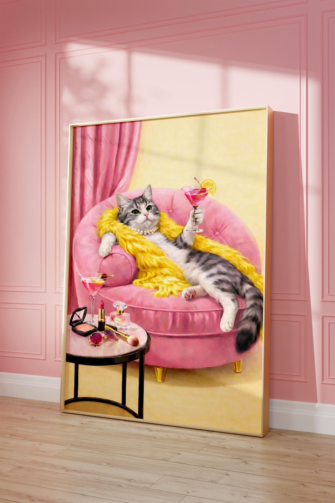 Cat Laying On The Couch Poster, Boujee Wall Art