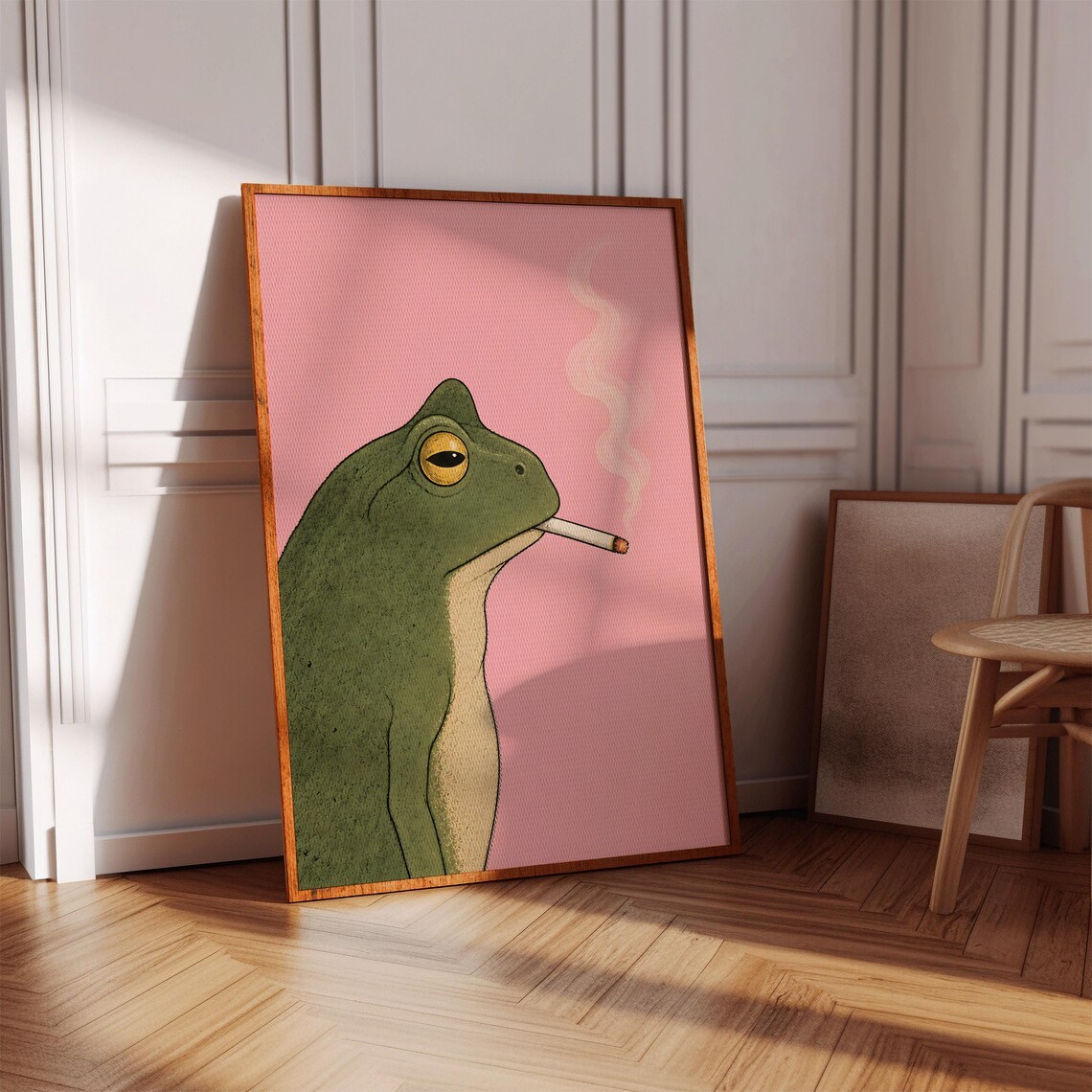 Smoking Frog Vintage Toad Poster, Eclectic Animal Art