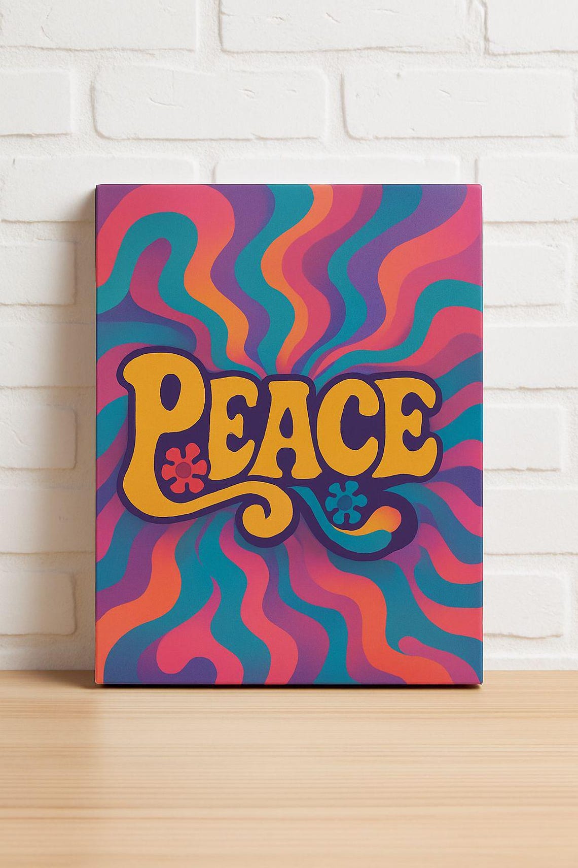 Peace Psychedelic Groovy Flower Rainbow Retro Swirl Art Poster