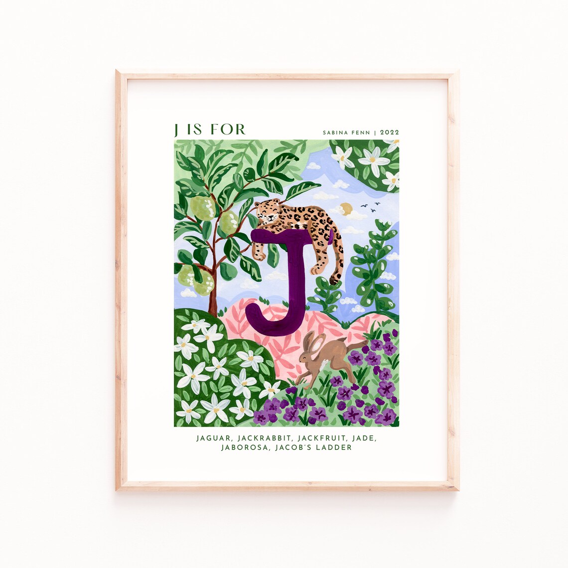 Monogram J Art Print, Alphabet Nursery Decor