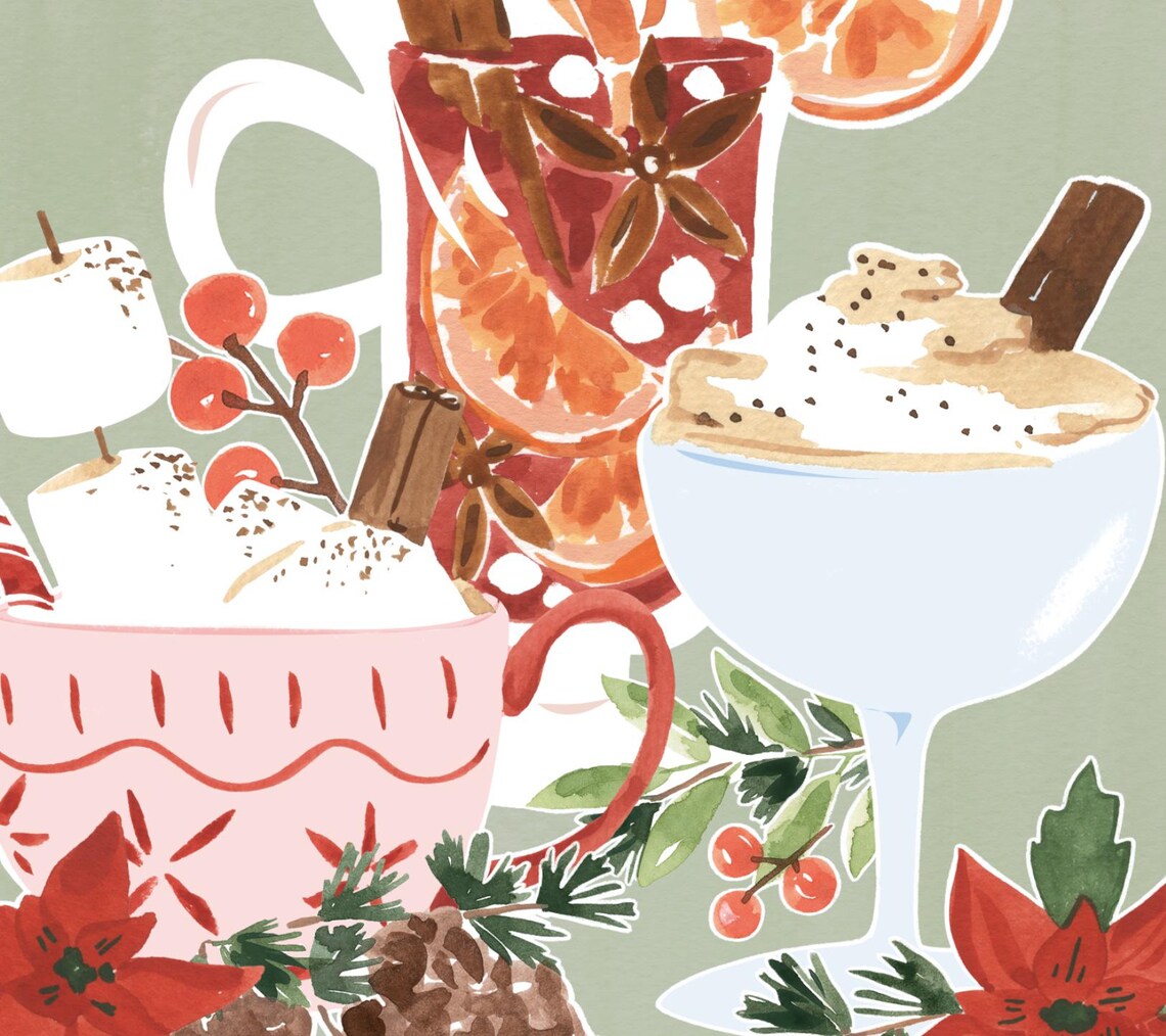 Christmas Holiday Cocktails Kitchen Art Print - Image 2