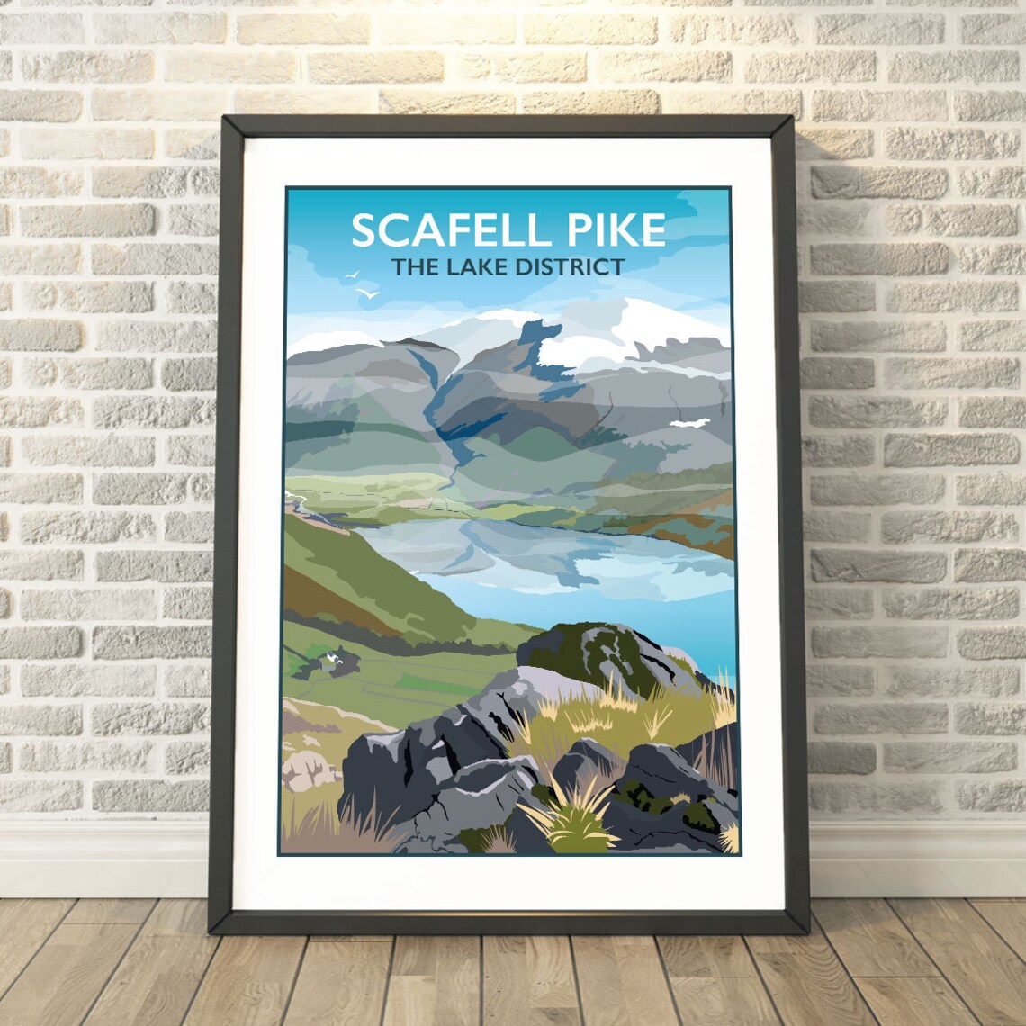 Scafell Pike Lake District Travel Poster, Cumbria