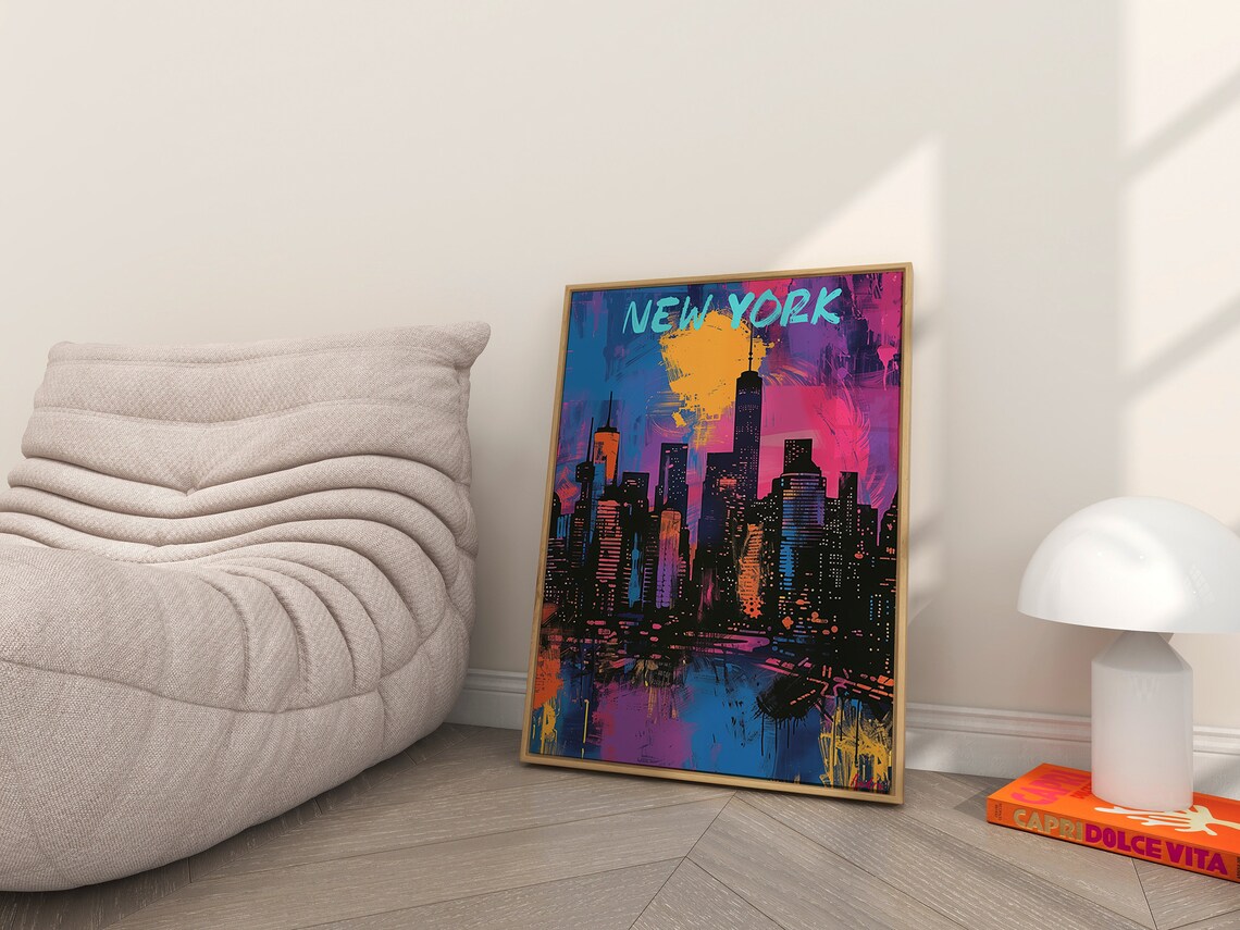 New York Abstract Painting, NYC Travel Poster - Image 2