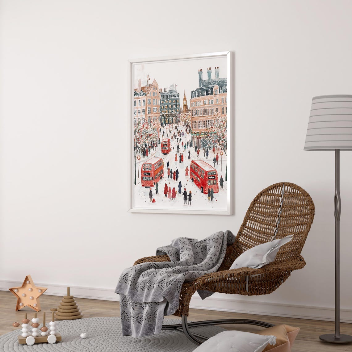 London Winter Retro City Art Print - Image 2
