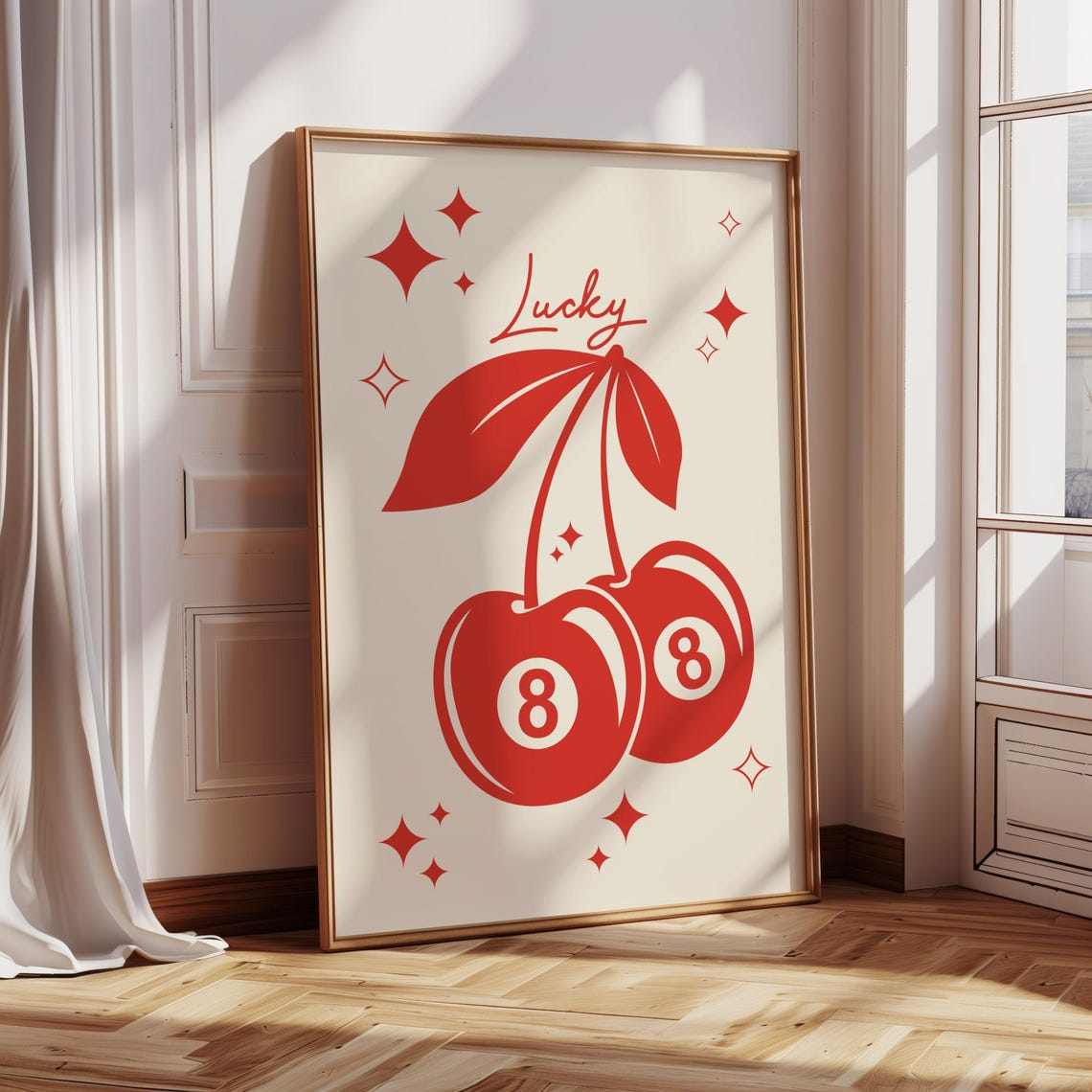 Red Lucky Cherry Magic 8 Ball Retro Pop Fruit Casino Game Room Poster - Image 4