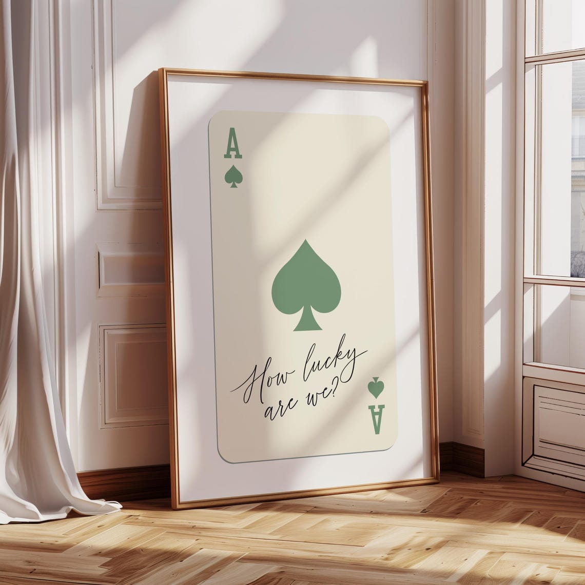 Ace Of Spades How Lucky Are We Print Poster Retro Trendy Wall Art Bar Cart Art Vintage Playing Card Poster Print Green Ace Of Spades - Image 4