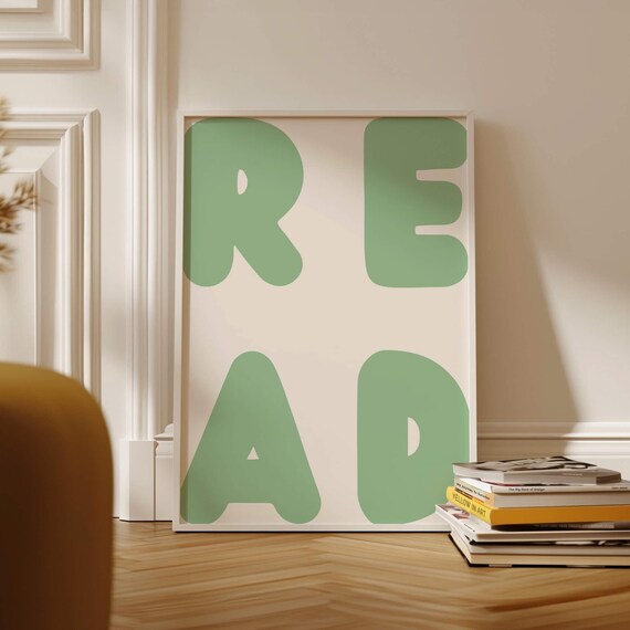 Read Green Bubble Letters Trendy Library Bookish Quote Poster