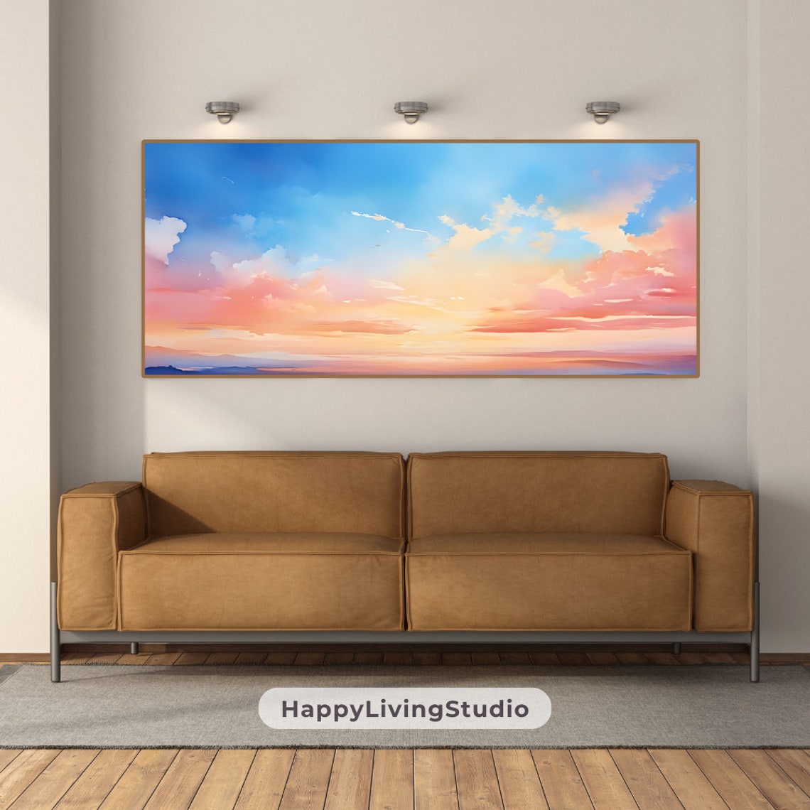 Pastel Sunrise Clouds Watercolor Pink Blue Soft Morning Sky Poster - Image 3