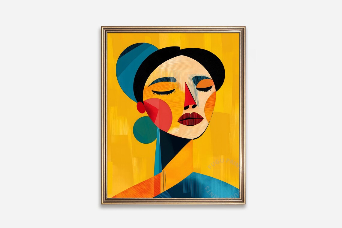 Abstract Woman Art Print, Modern Geometric Portrait