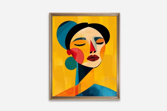 Abstract Woman Art Print, Modern Geometric Portrait