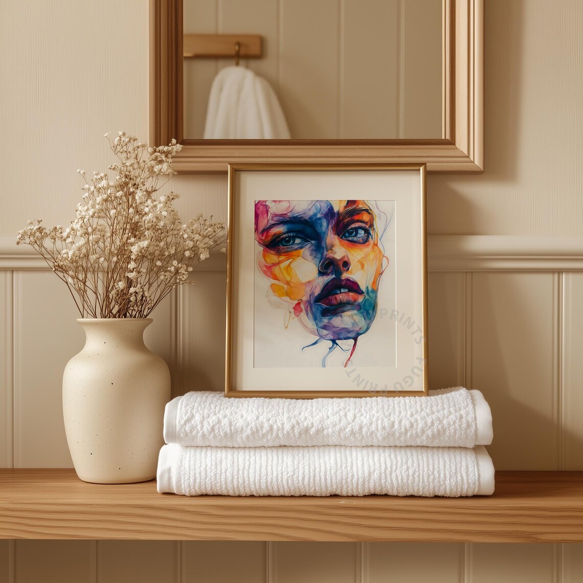 Abstract Woman Portrait, Watercolor Wall Decor - Image 3