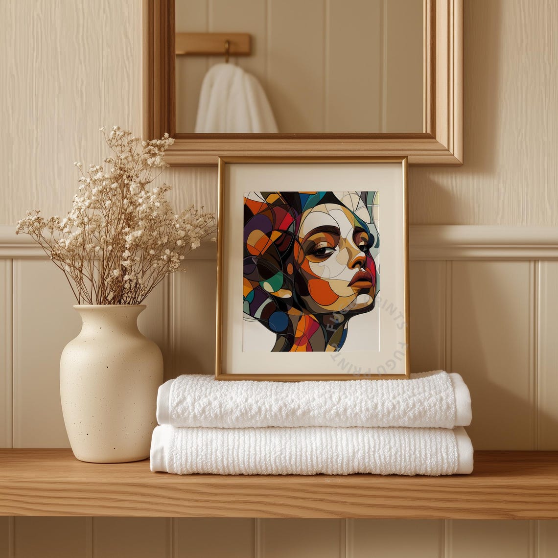 Geometric Woman Abstract Portrait Art Deco Wall Art Colorful Home Decor 236 - Image 3